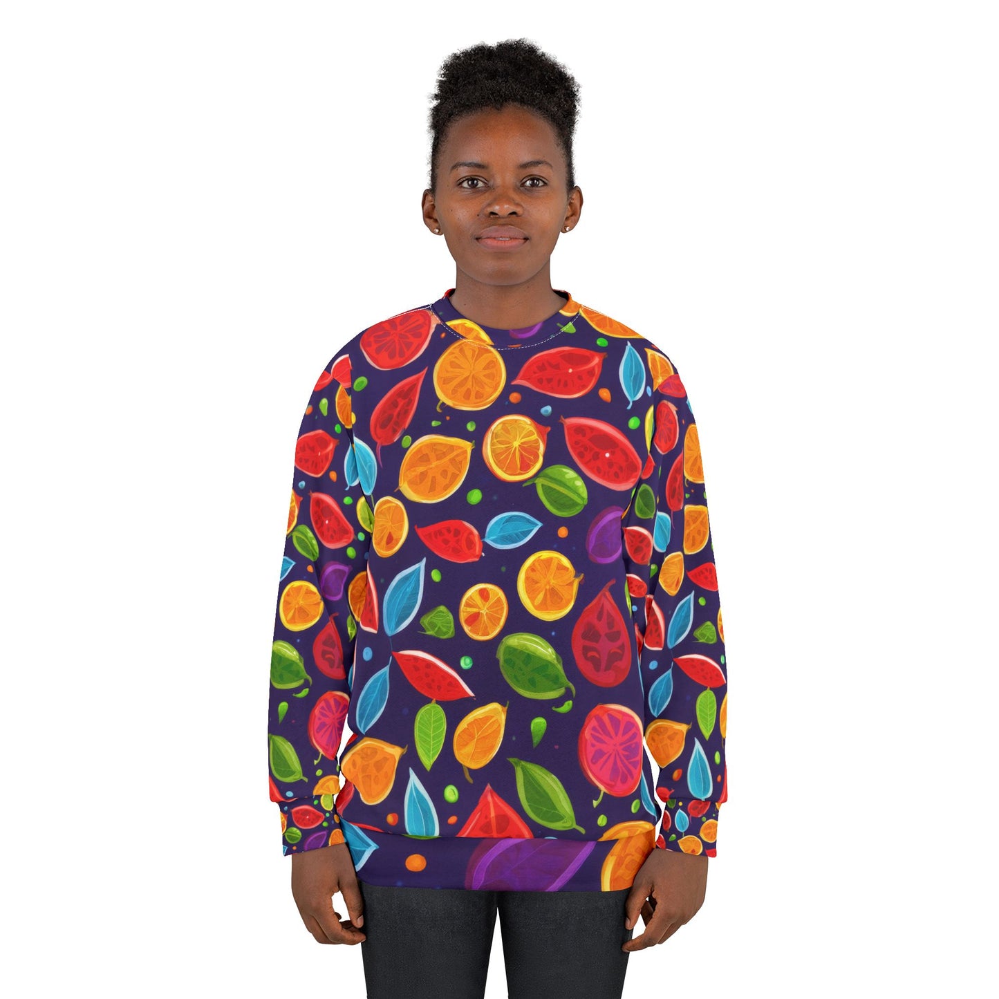 Colorful Leaf Print Sweatshirt | Cozy Fall Apparel & Gift for Nature Lovers