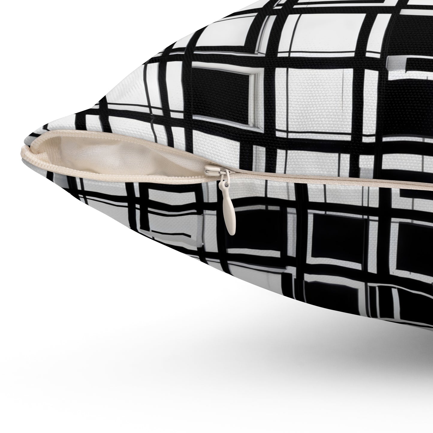 Monochrome Geometric Throw Pillow – Black & White Modern Accent Cushion for Home Decor