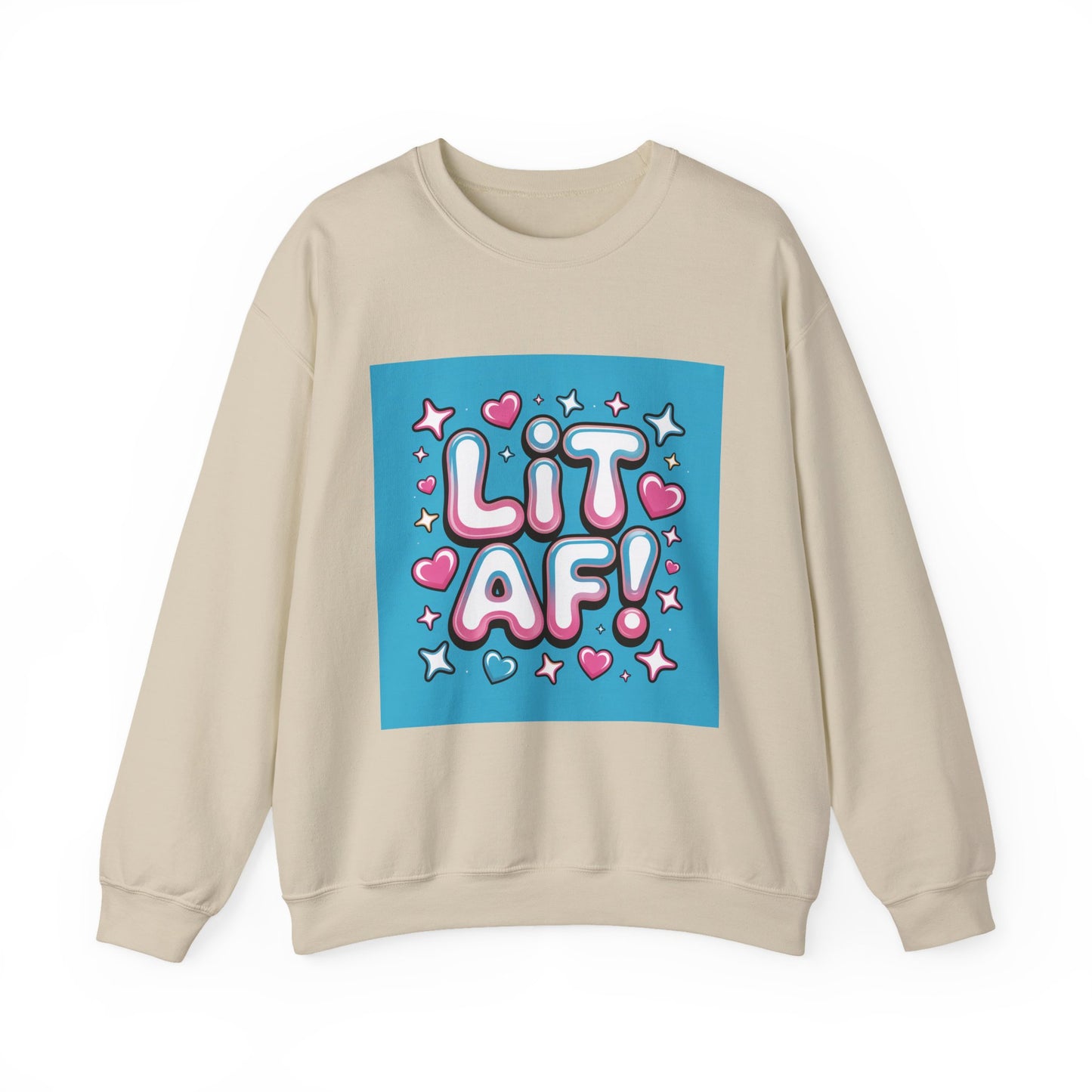 Lit AF! Unisex Heavy Blend Crewneck Sweatshirt - Fun and Stylish Casualwear