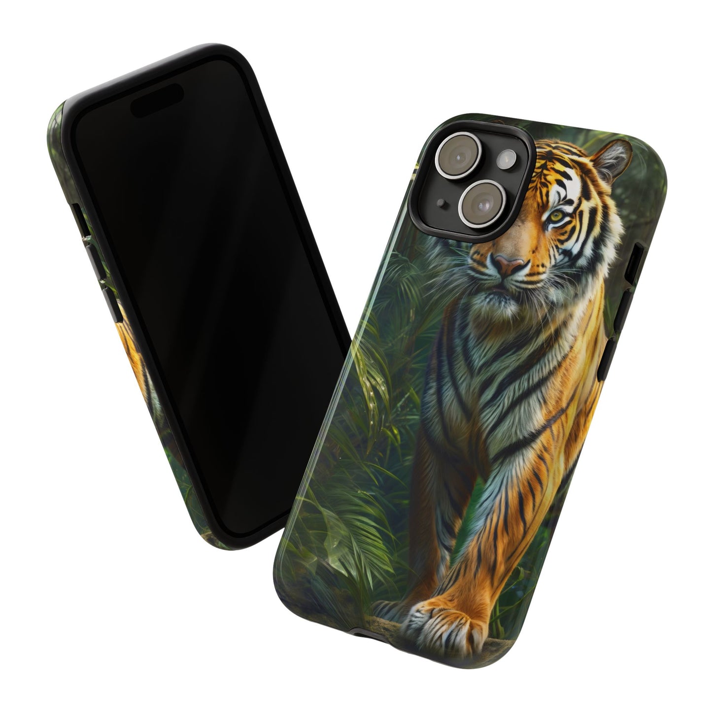 Tiger Themed Tough Case - Head Phone Case for iPhone 15
