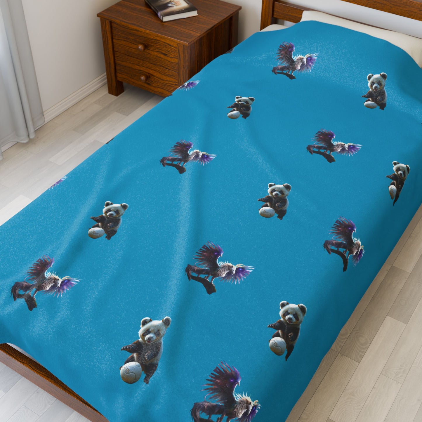 Plush Blanket - Cozy Panda and Dragon Design