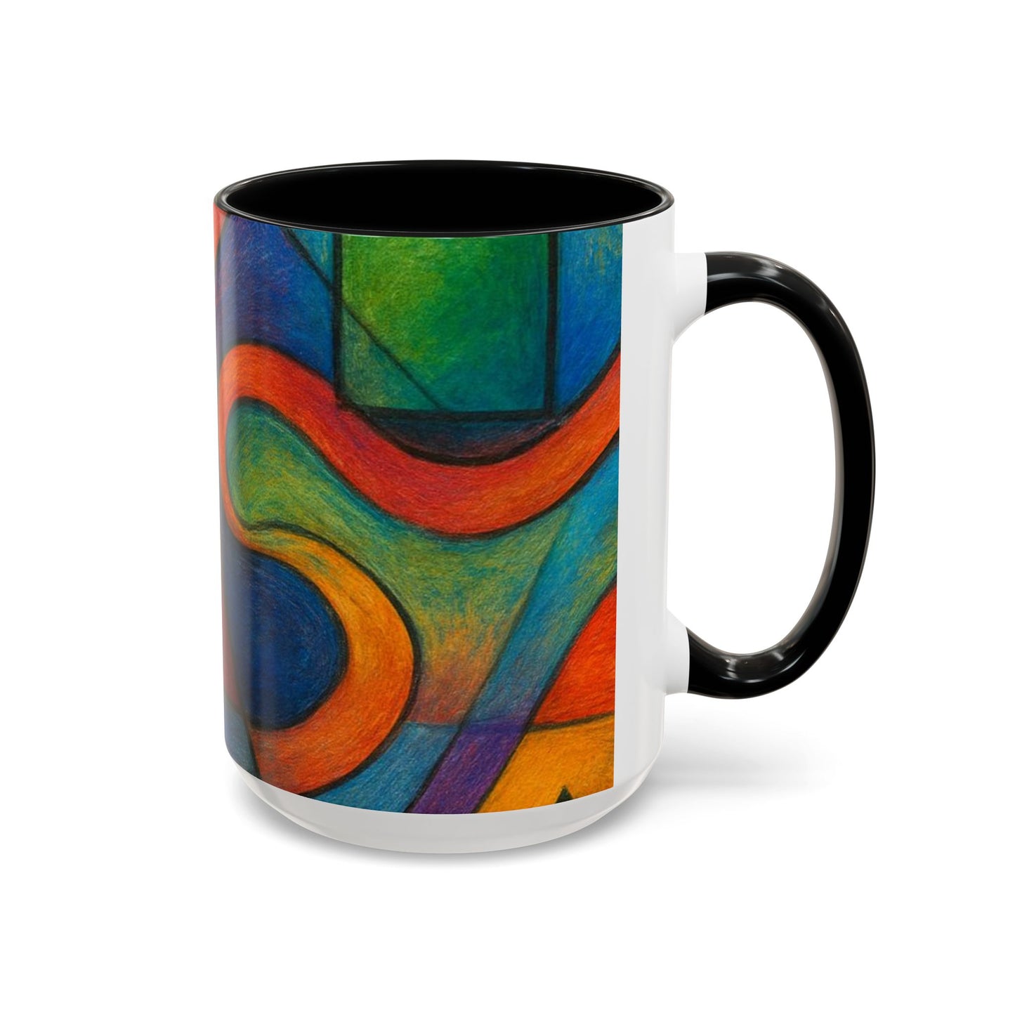 Abstract Colorful Geometric Coffee Mug — Vibrant Modern Art Accent 11/15oz