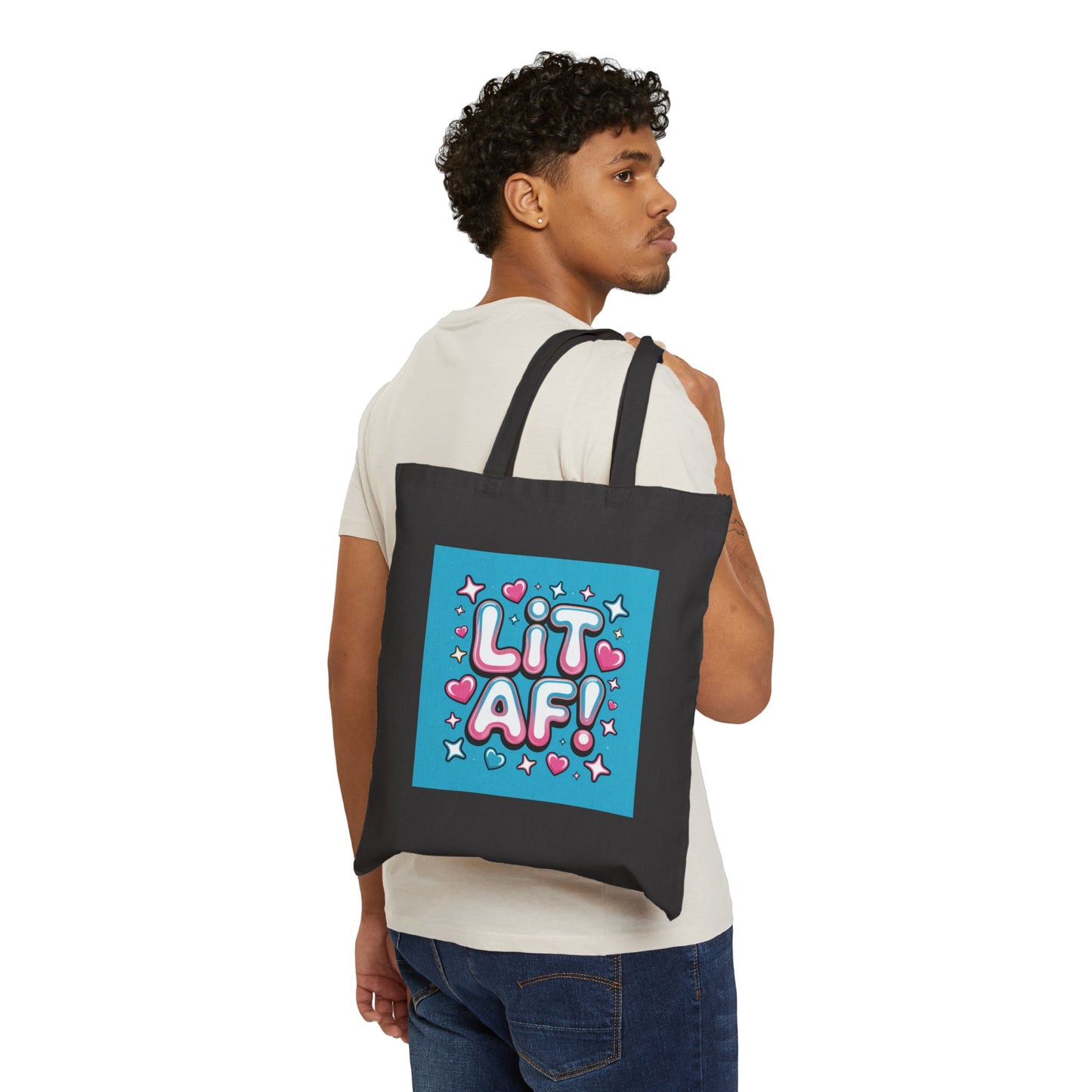 Lit AF! Canvas Tote Bag - Fun and Playful Eco-Friendly Shopper