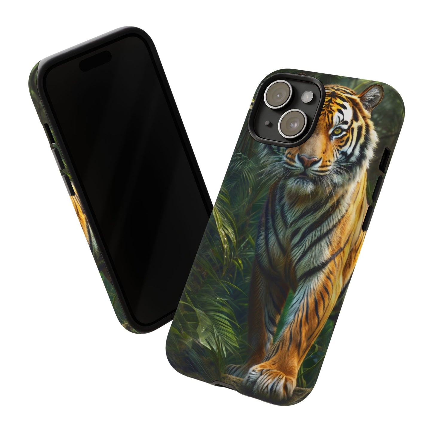 Tiger Themed Tough Case - Head Phone Case for iPhone 15