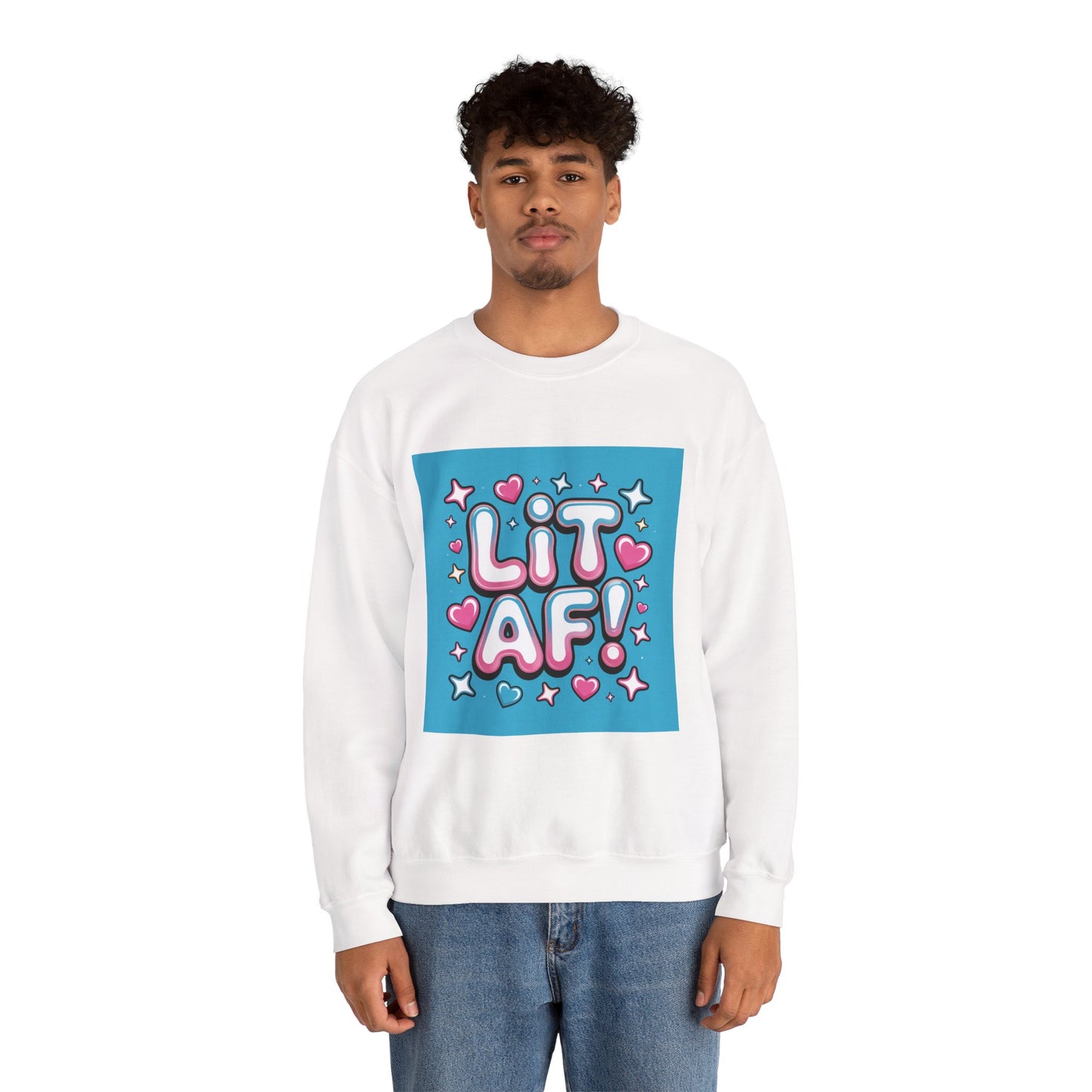 Lit AF! Unisex Heavy Blend Crewneck Sweatshirt - Fun and Stylish Casualwear