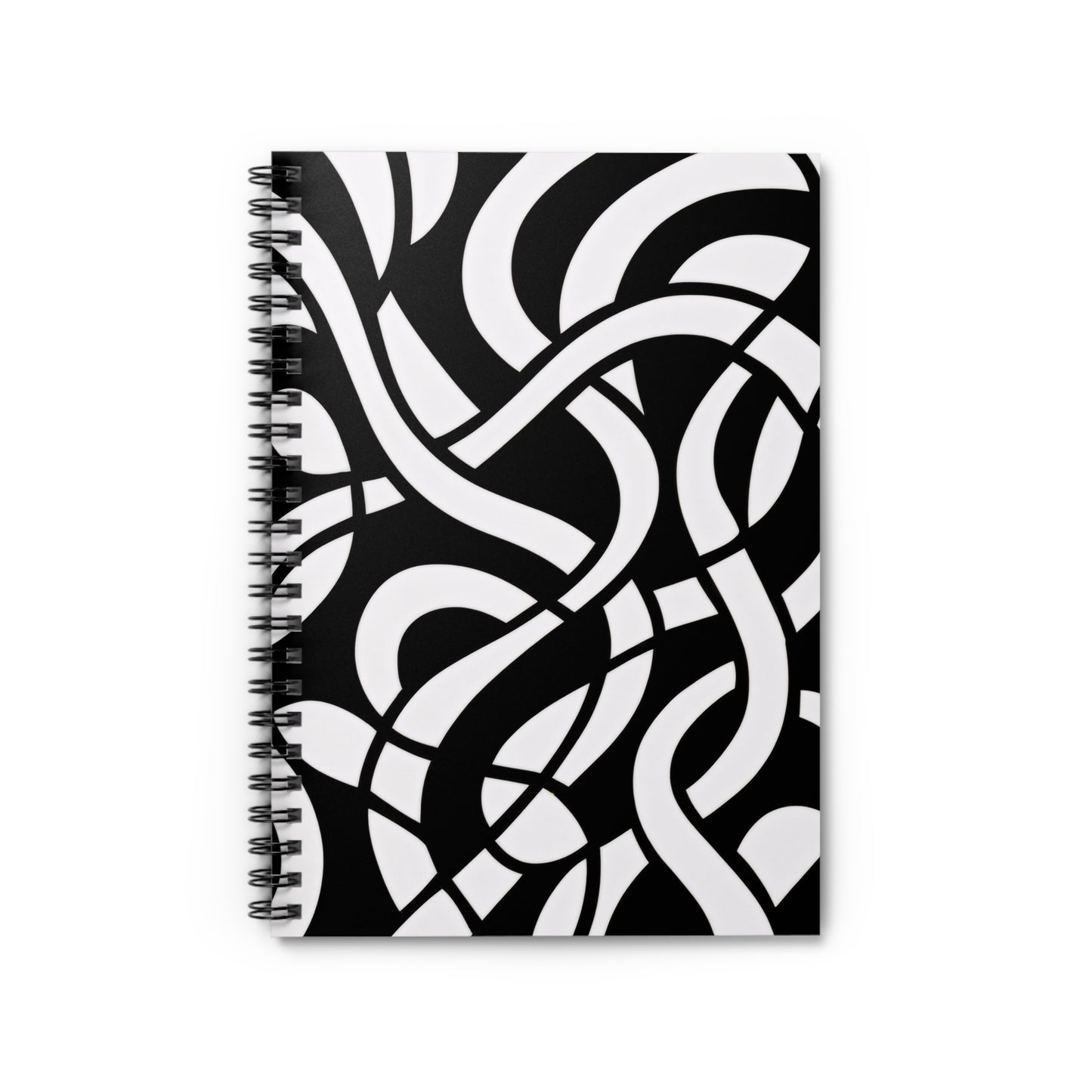 Abstract Black & White Spiral Notebook — Ruled Journal for Notes & Sketches