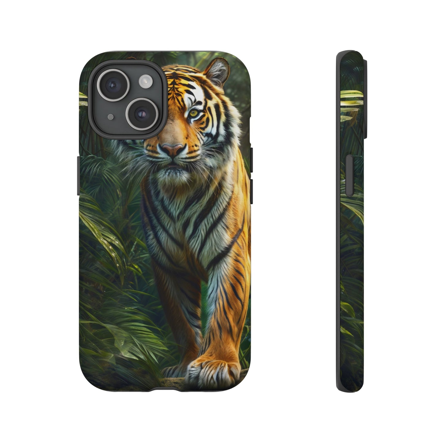 Tiger Themed Tough Case - Head Phone Case for iPhone 15