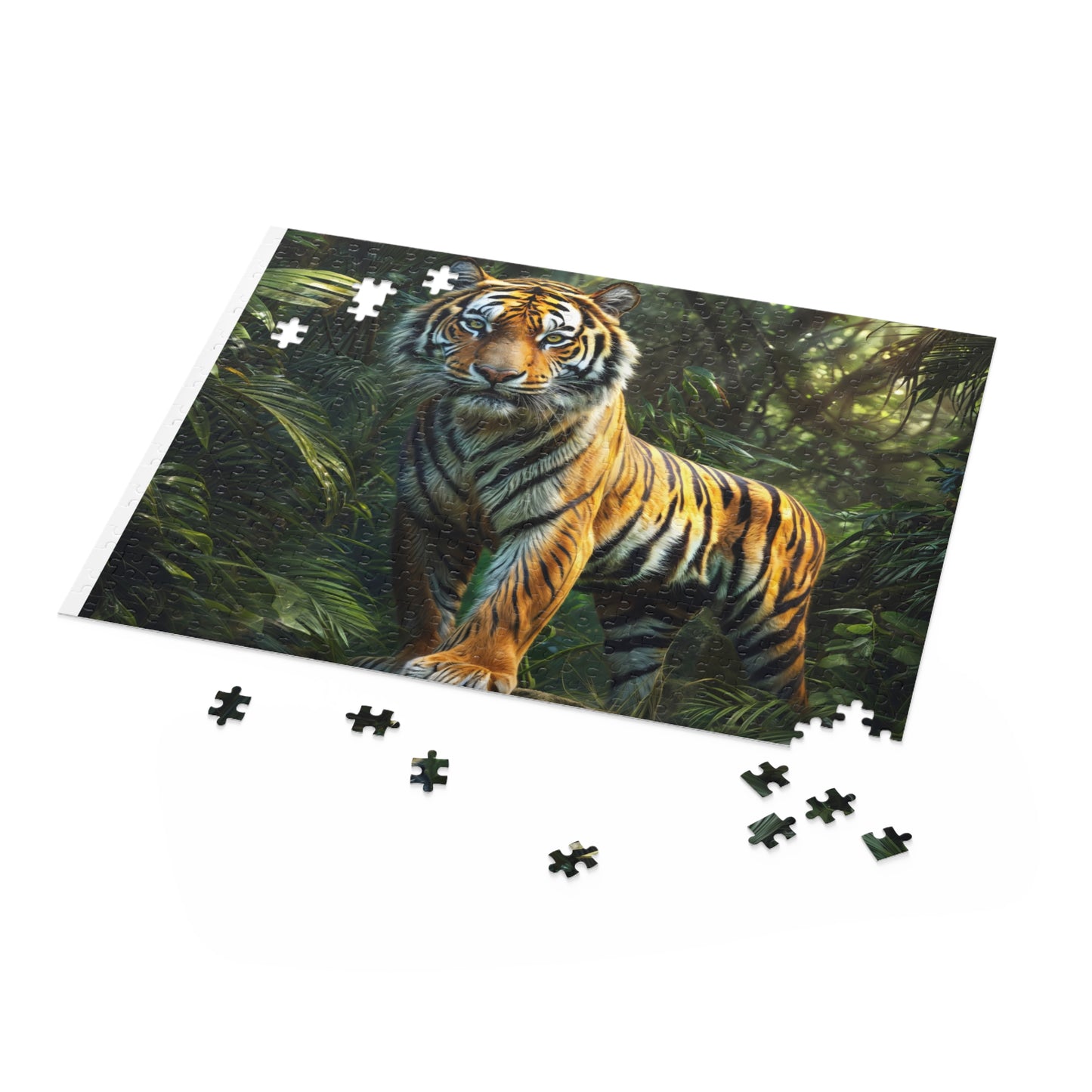Majestic Tiger in the Jungle Puzzle | Stunning Wildlife Art Jigsaw, (120, 252, 500-Piece)
