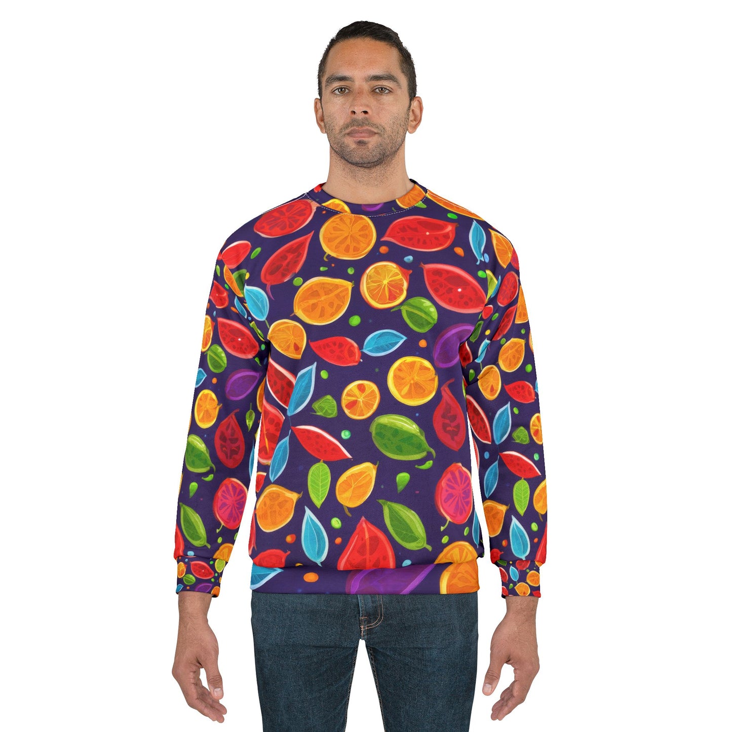 Colorful Leaf Print Sweatshirt | Cozy Fall Apparel & Gift for Nature Lovers