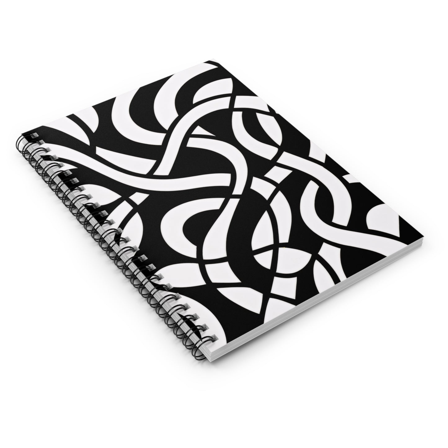 Abstract Black & White Spiral Notebook — Ruled Journal for Notes & Sketches