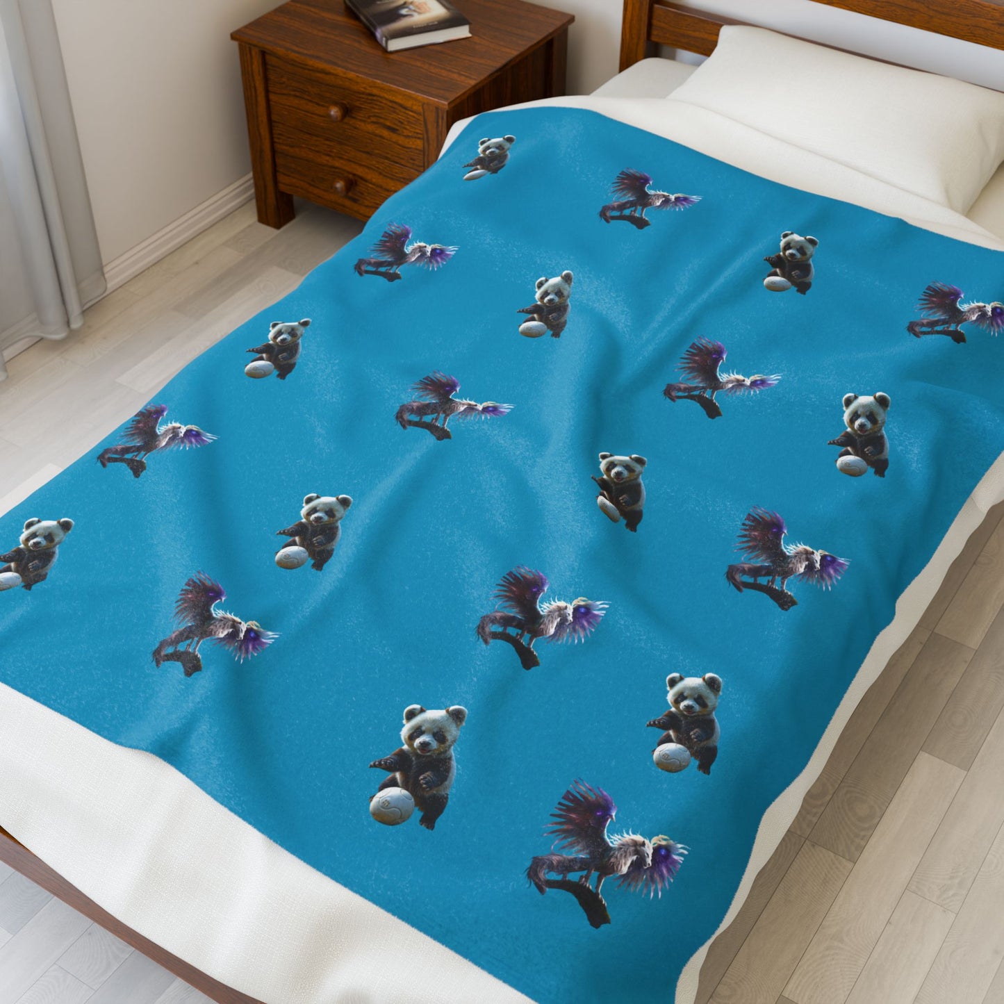 Plush Blanket - Cozy Panda and Dragon Design