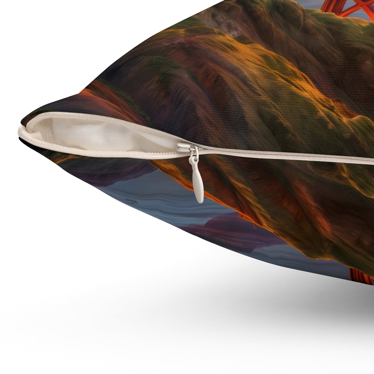 Square Pillow | Golden Gate Bridge Sunset Cozy Home Decor