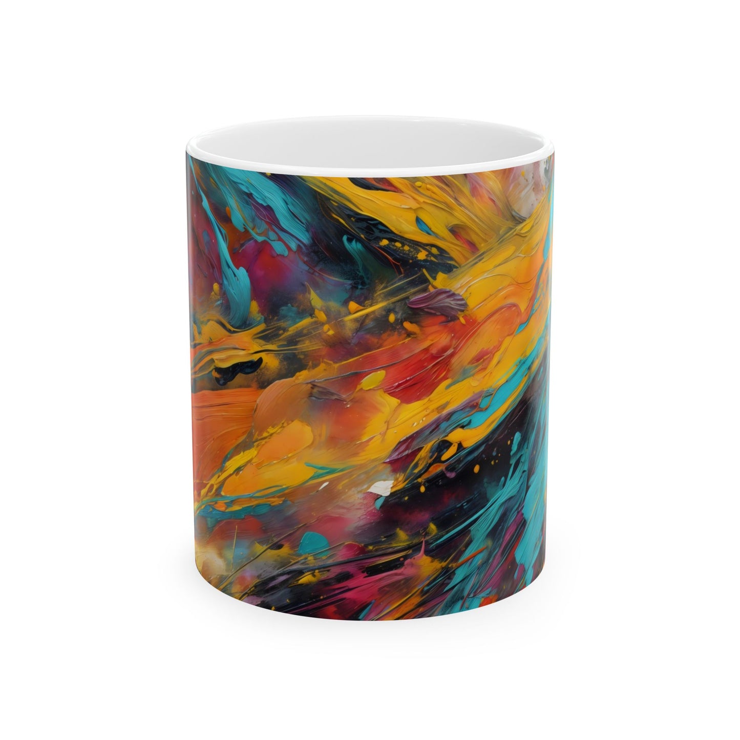 Vibrant Abstract Ceramic Mug for Art Lovers | Colorful Coffee Cup (11oz, 15oz)