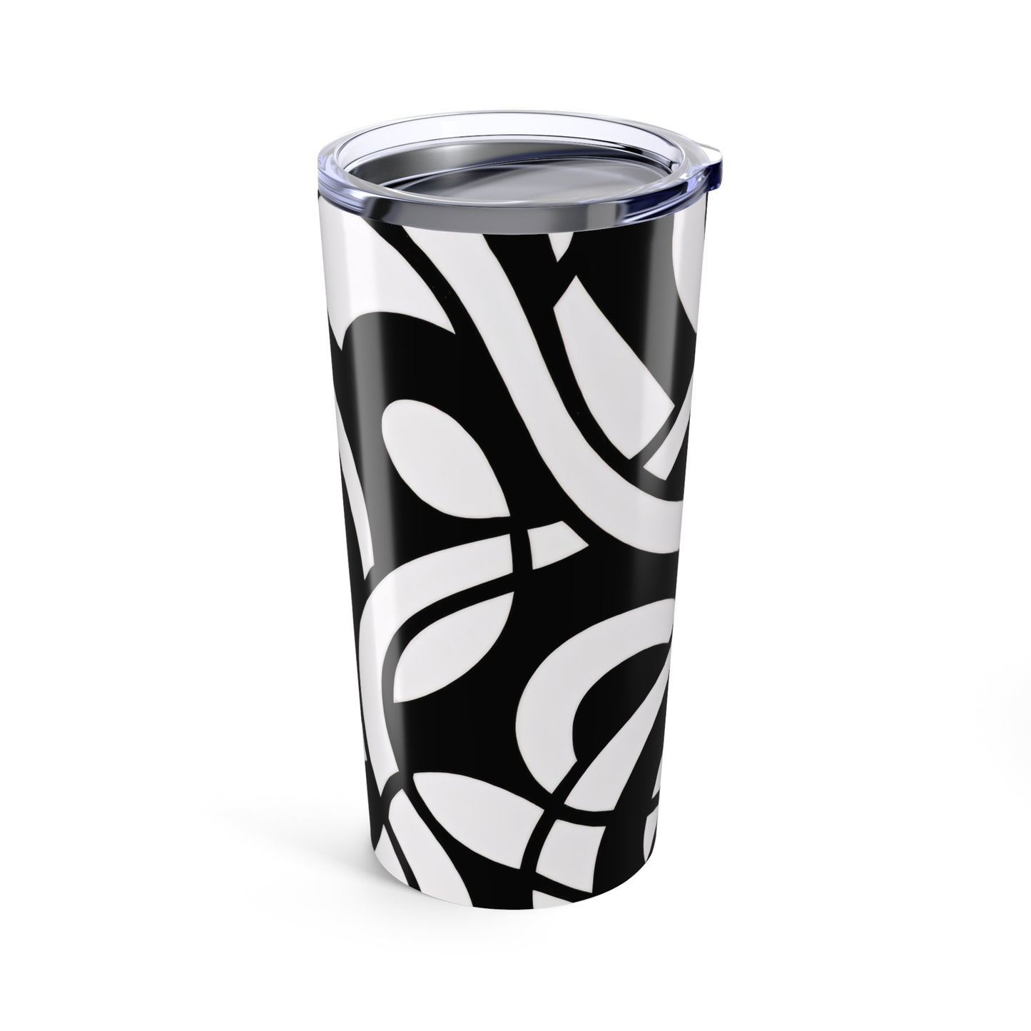 20oz Monochrome Abstract Tumbler — Black & White Swirl Design