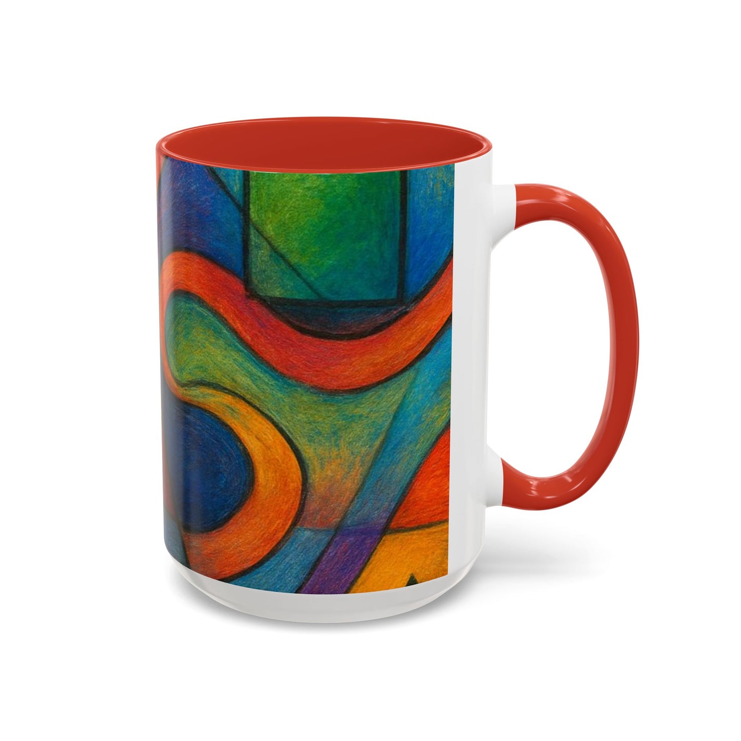 Abstract Colorful Geometric Coffee Mug — Vibrant Modern Art Accent 11/15oz