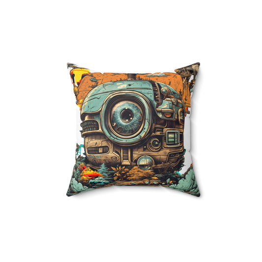 Unique Vintage Robot Art Pillow | Retro Decor for Home & Office