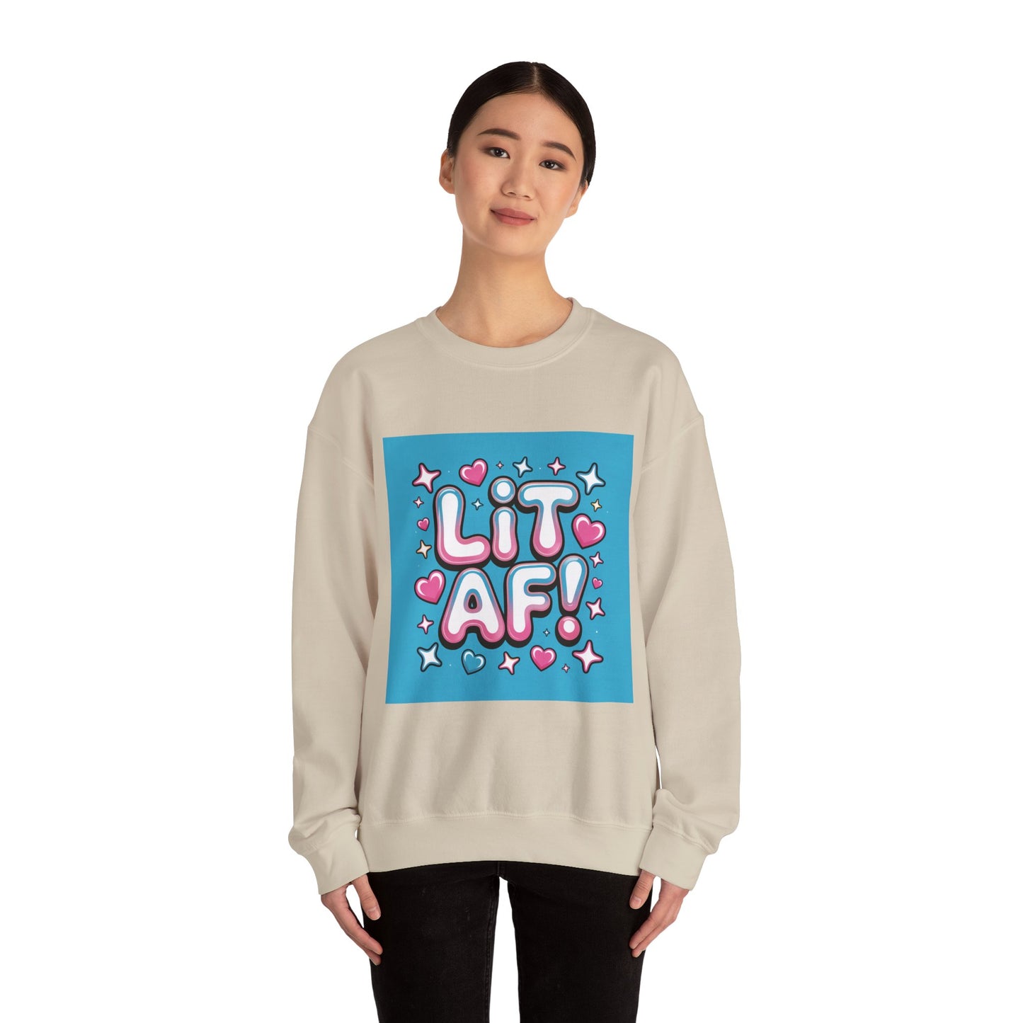 Lit AF! Unisex Heavy Blend Crewneck Sweatshirt - Fun and Stylish Casualwear