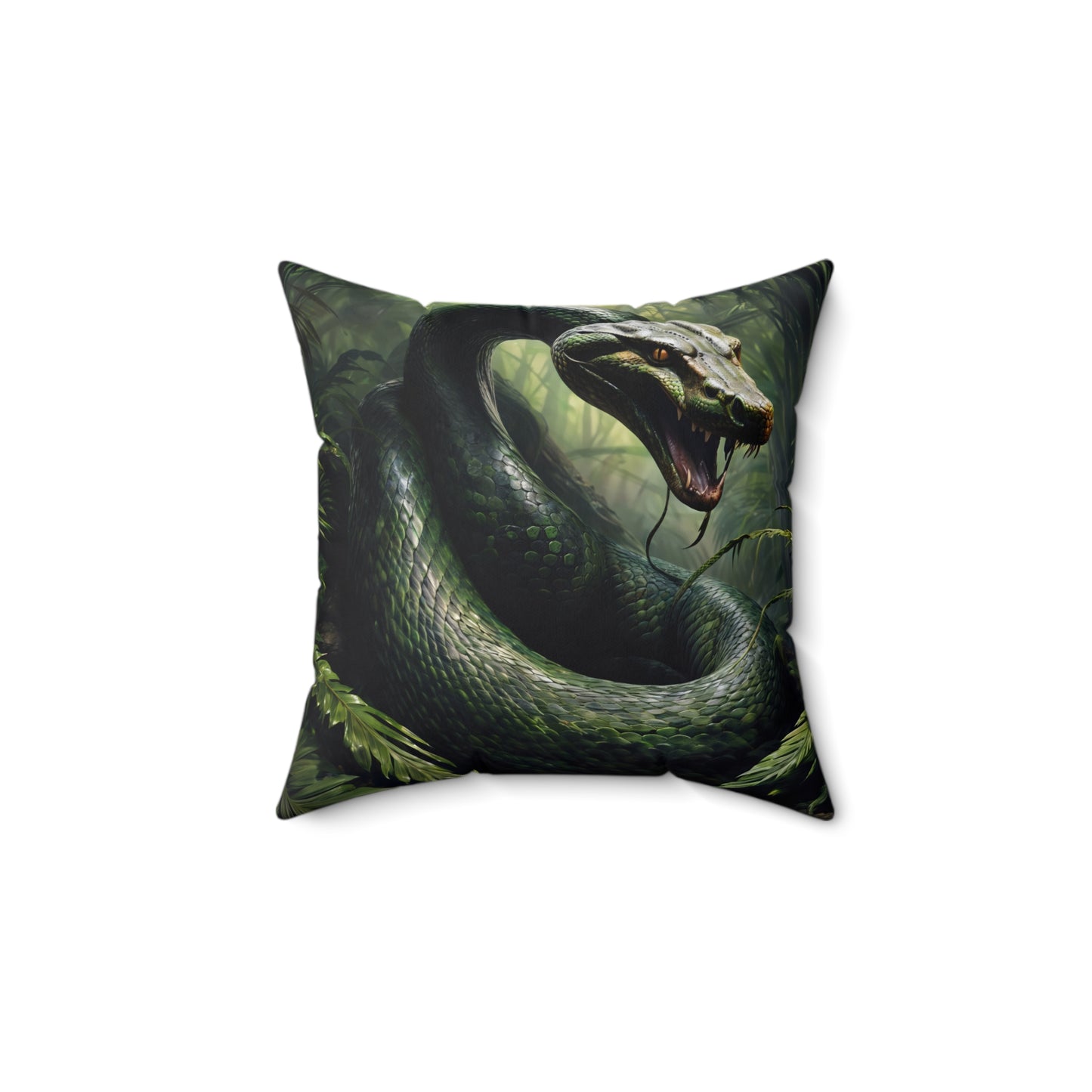 Green Snake Spun Polyester Pillow