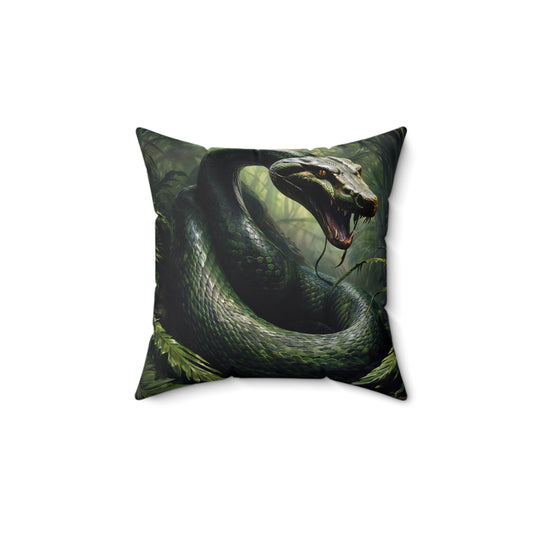 Green Snake Spun Polyester Pillow
