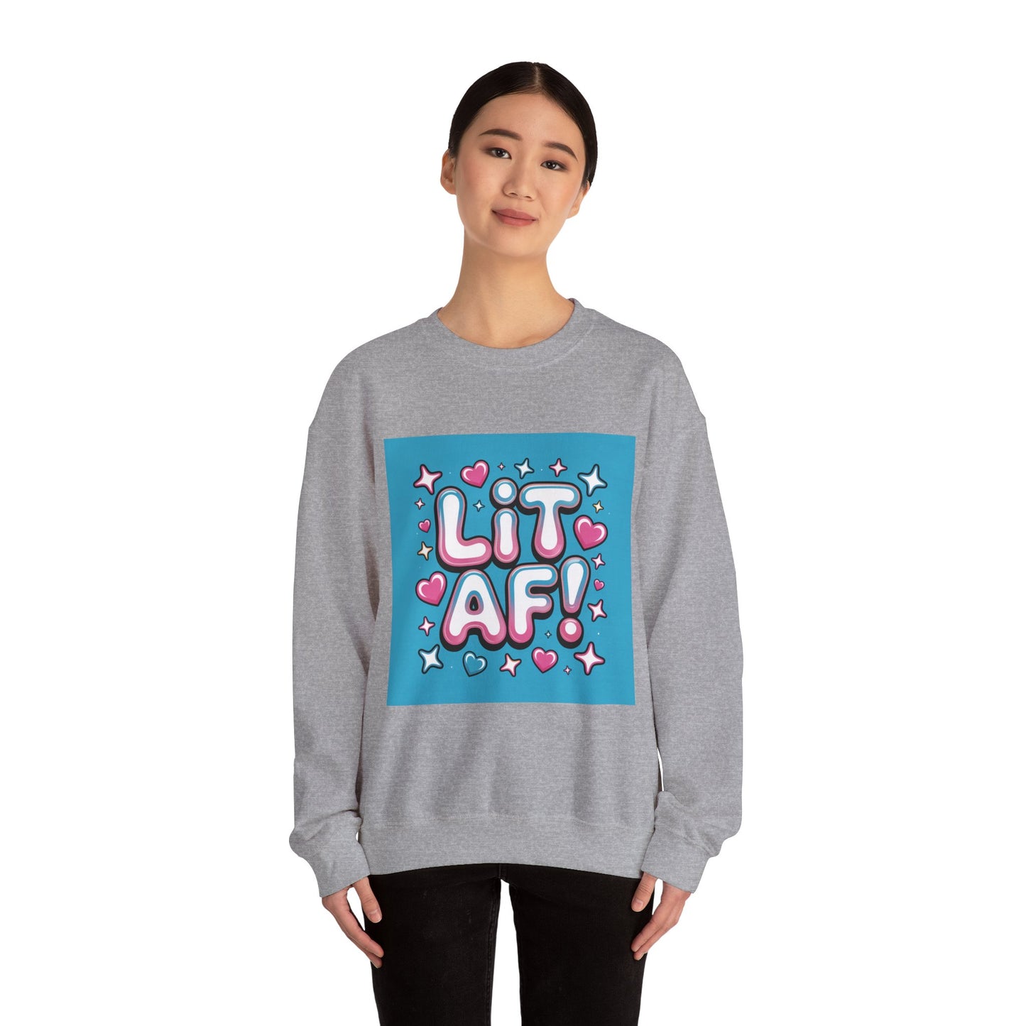 Lit AF! Unisex Heavy Blend Crewneck Sweatshirt - Fun and Stylish Casualwear