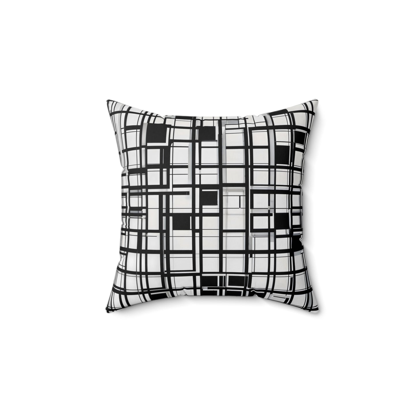Monochrome Geometric Throw Pillow – Black & White Modern Accent Cushion for Home Decor