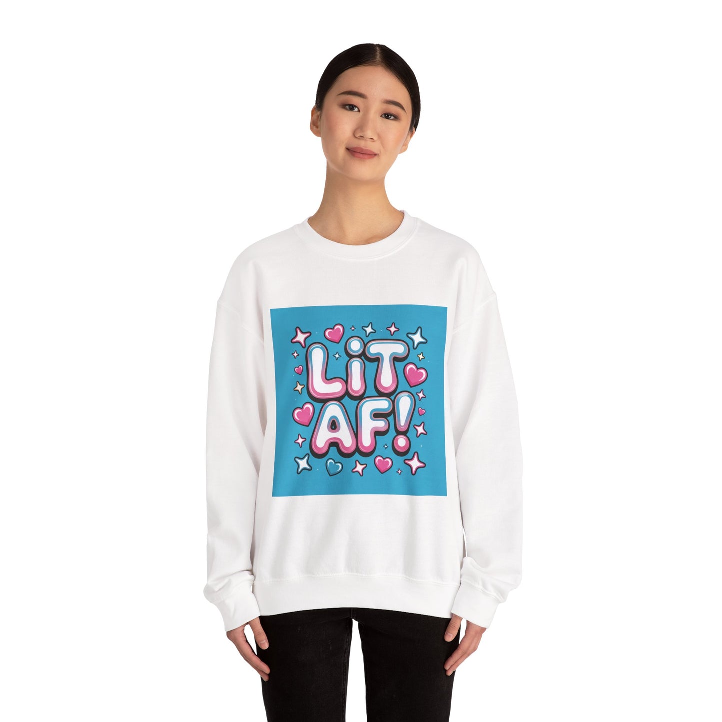 Lit AF! Unisex Heavy Blend Crewneck Sweatshirt - Fun and Stylish Casualwear