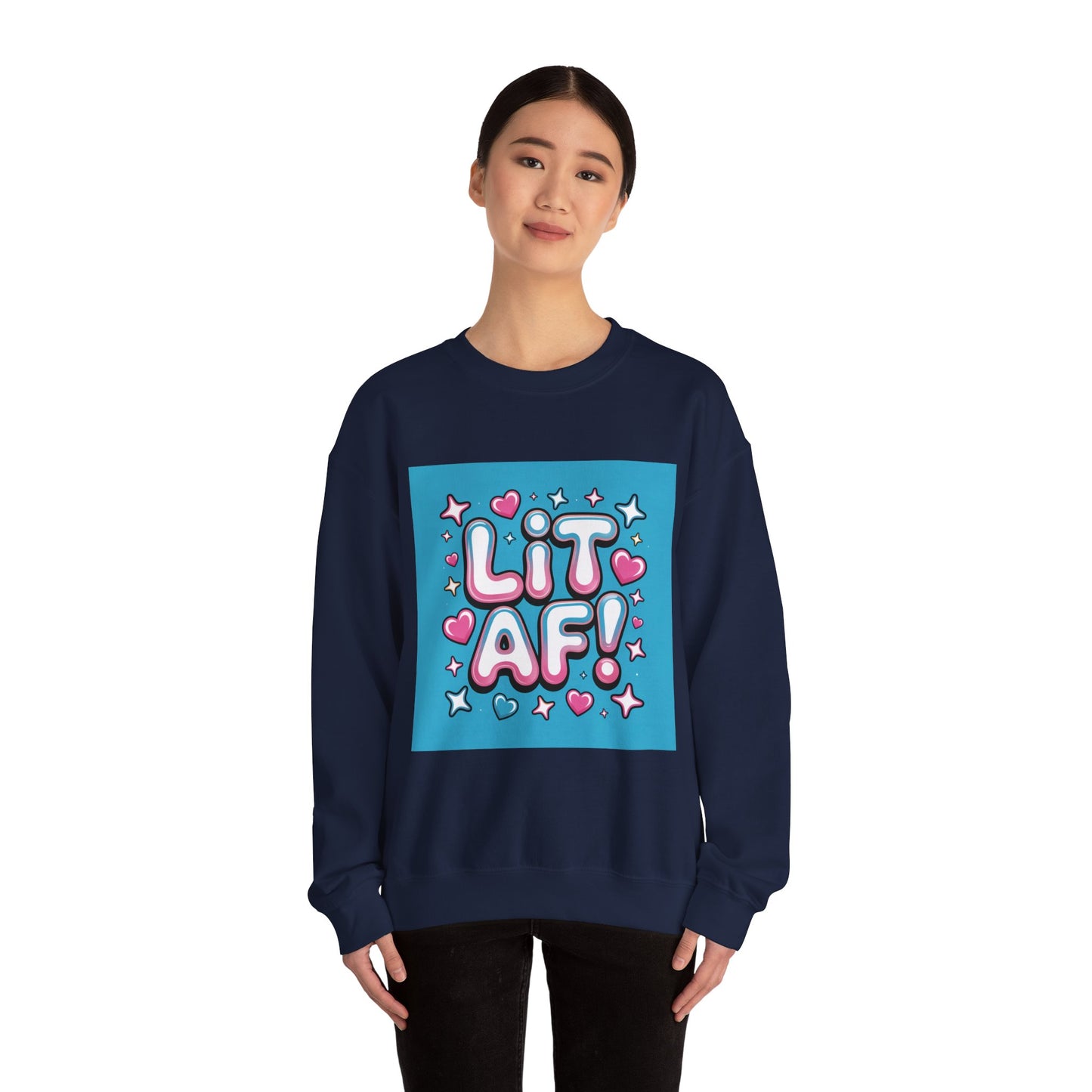 Lit AF! Unisex Heavy Blend Crewneck Sweatshirt - Fun and Stylish Casualwear