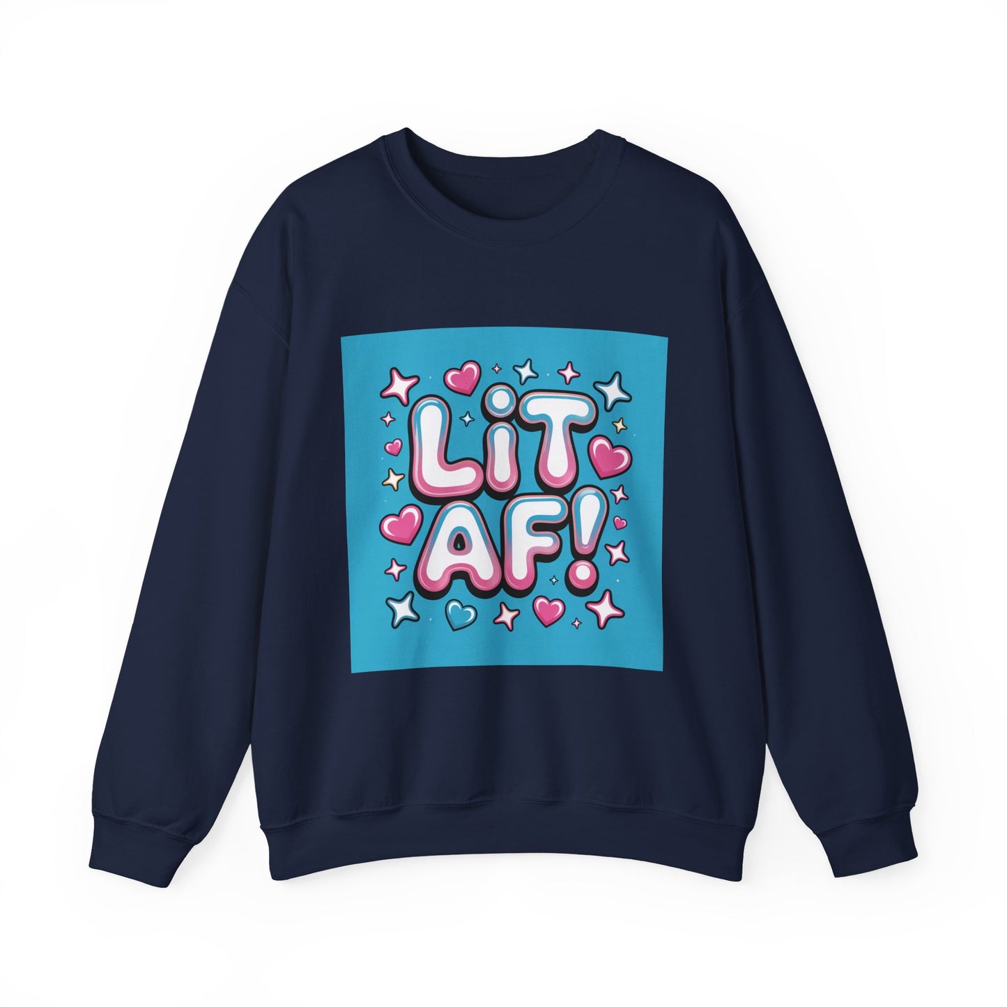 Lit AF! Unisex Heavy Blend Crewneck Sweatshirt - Fun and Stylish Casualwear