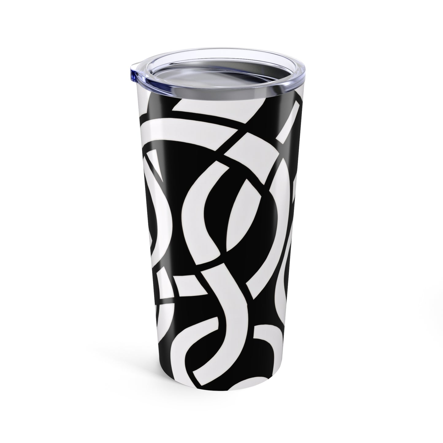 20oz Monochrome Abstract Tumbler — Black & White Swirl Design
