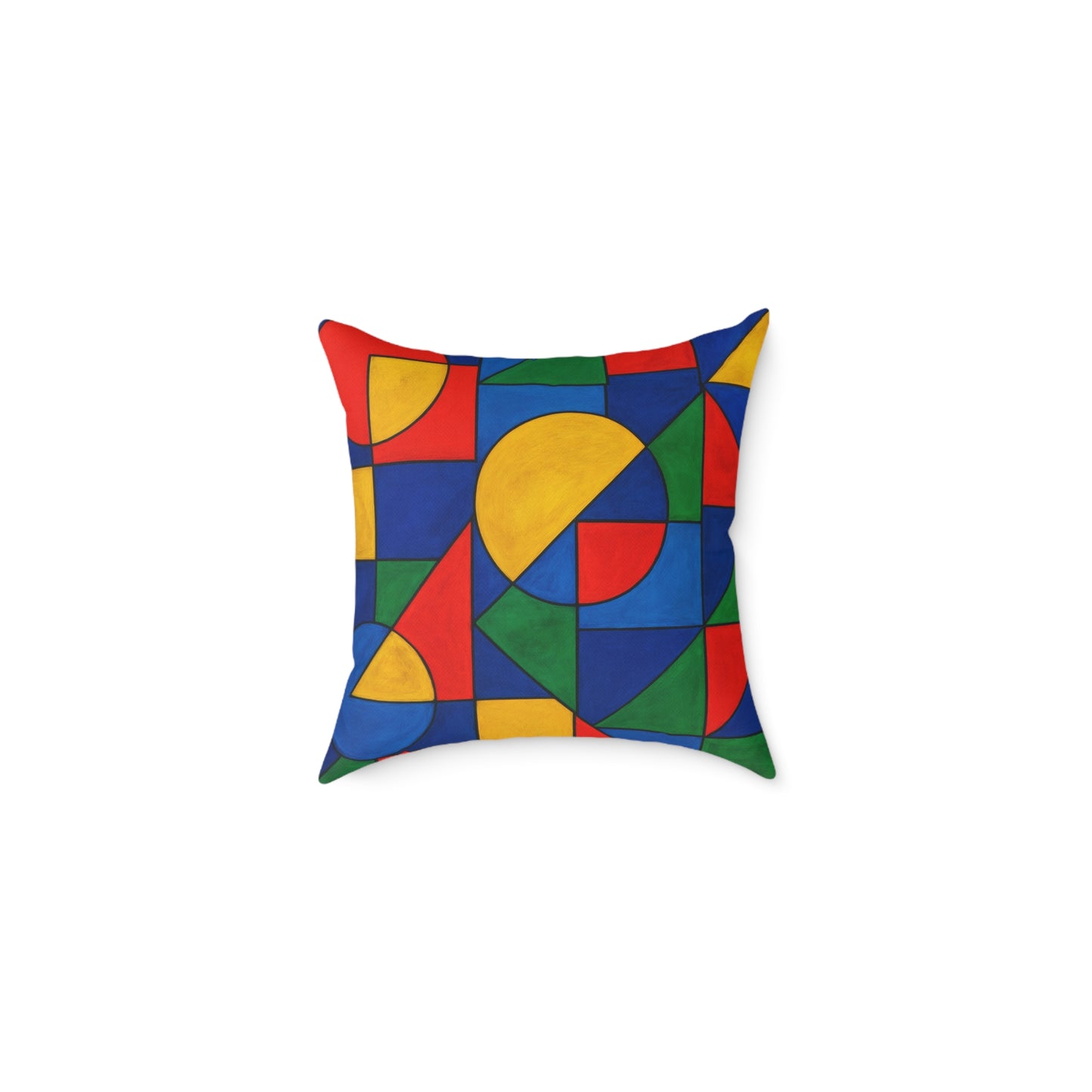 Geometric Color Block Pillow - Modern Abstract Square Throw