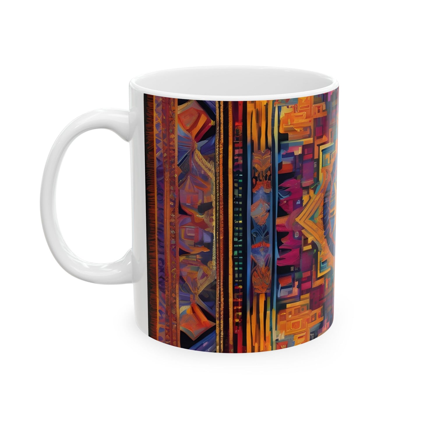 Vibrant Geometric Ceramic Mug - Colorful Art Design for Coffee Lovers