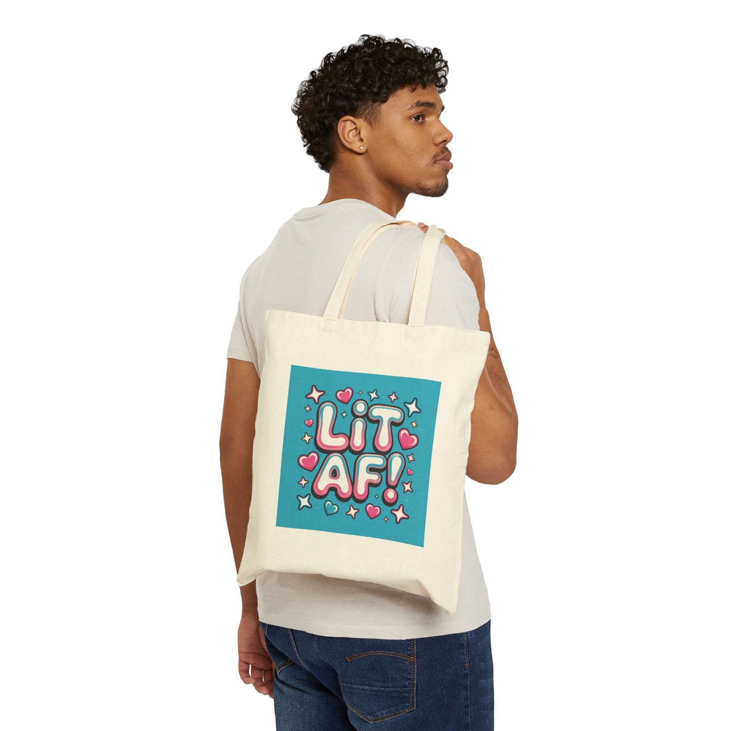 Lit AF! Canvas Tote Bag - Fun and Playful Eco-Friendly Shopper