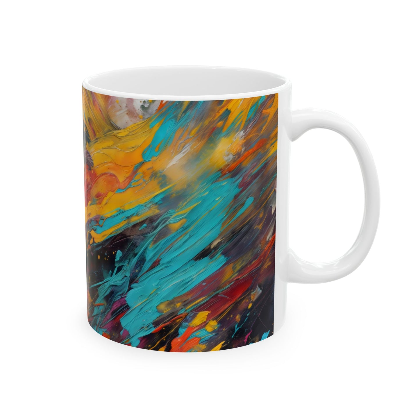 Vibrant Abstract Ceramic Mug for Art Lovers | Colorful Coffee Cup (11oz, 15oz)