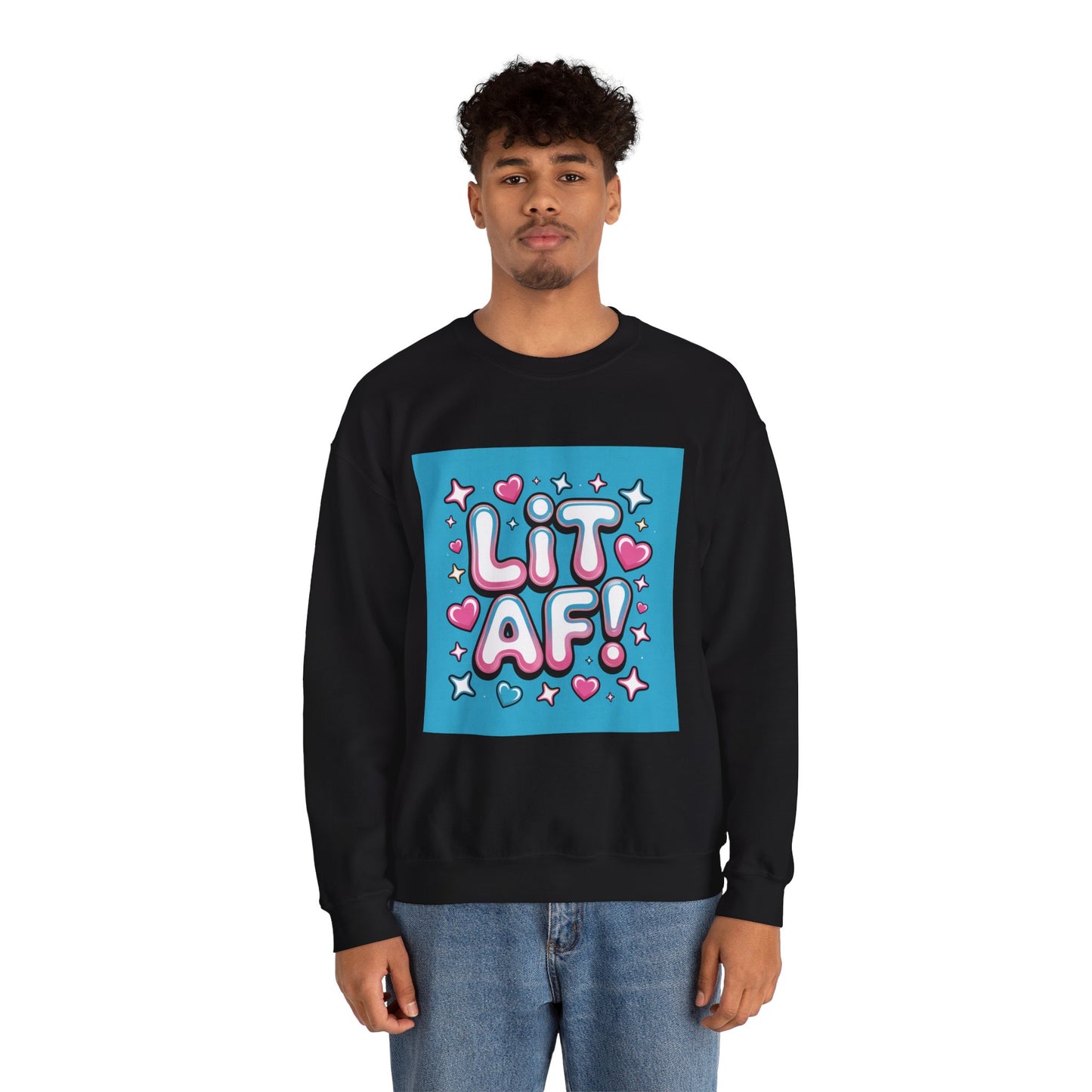 Lit AF! Unisex Heavy Blend Crewneck Sweatshirt - Fun and Stylish Casualwear