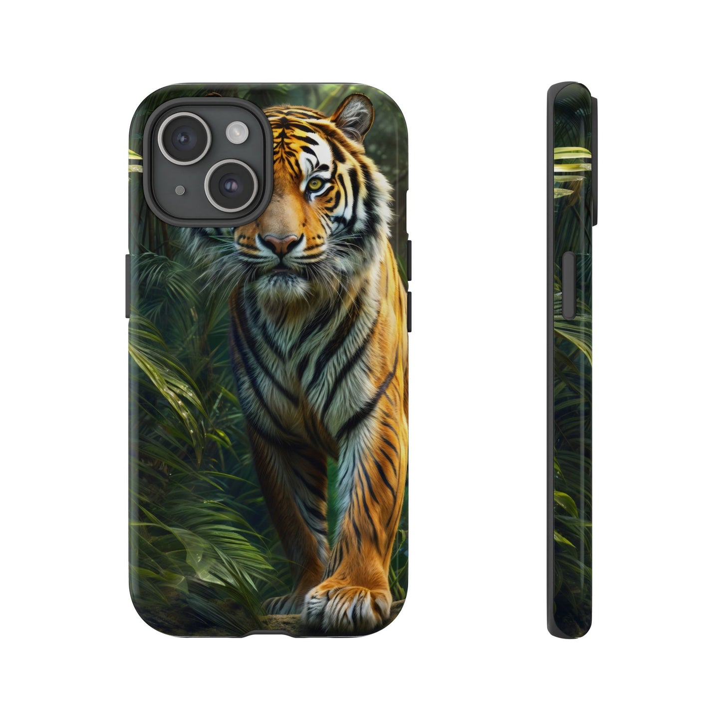 Tiger Themed Tough Case - Head Phone Case for iPhone 15