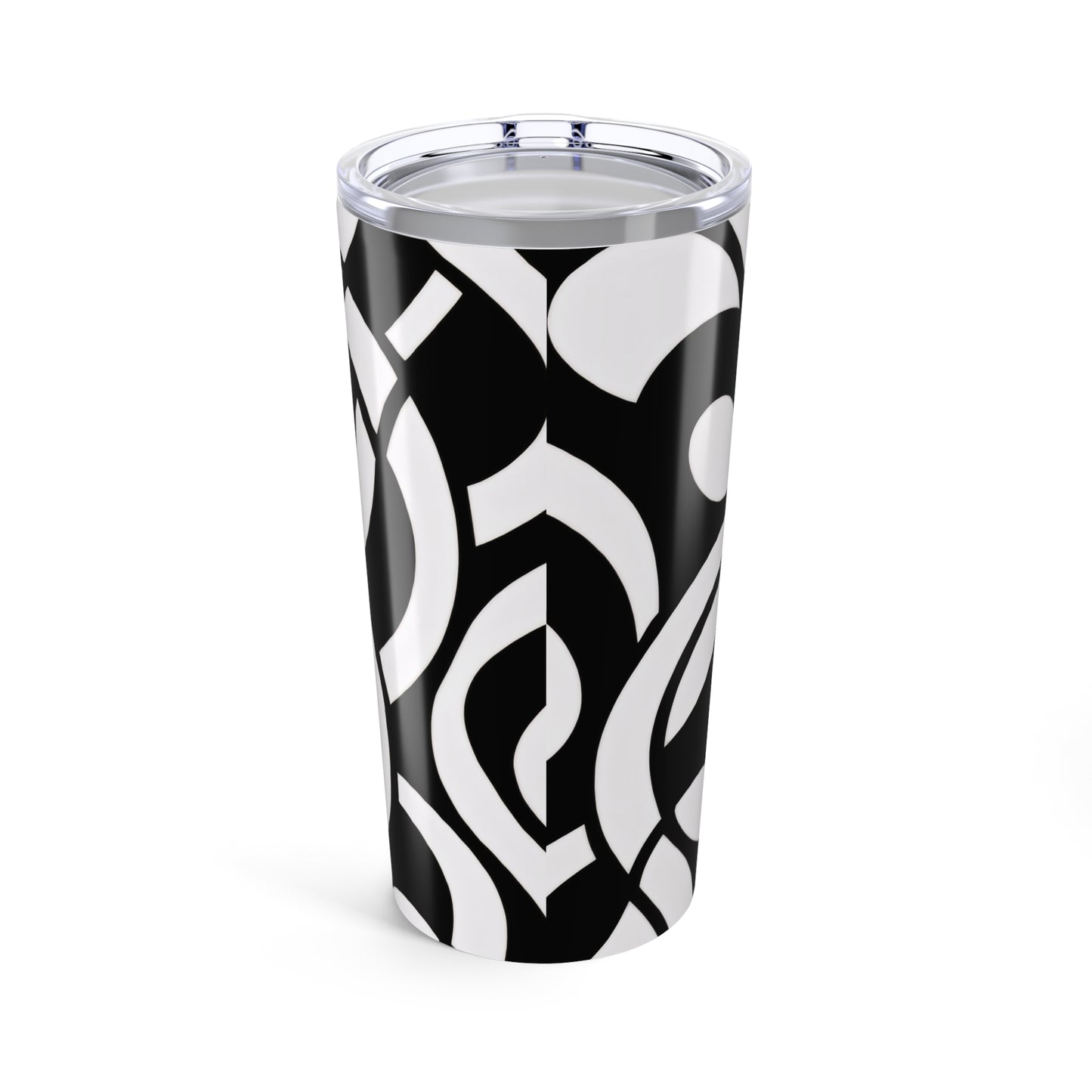 20oz Monochrome Abstract Tumbler — Black & White Swirl Design