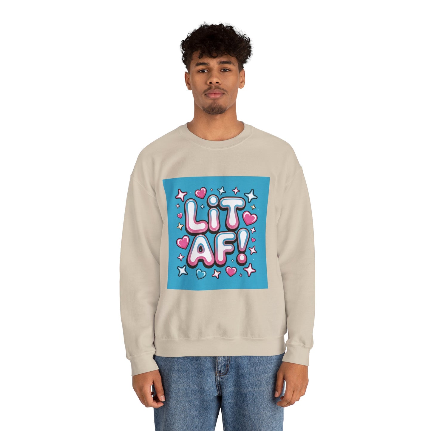 Lit AF! Unisex Heavy Blend Crewneck Sweatshirt - Fun and Stylish Casualwear
