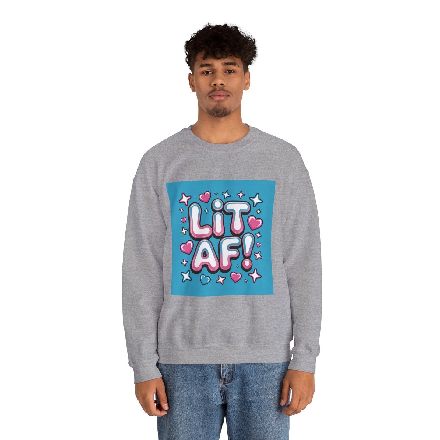 Lit AF! Unisex Heavy Blend Crewneck Sweatshirt - Fun and Stylish Casualwear