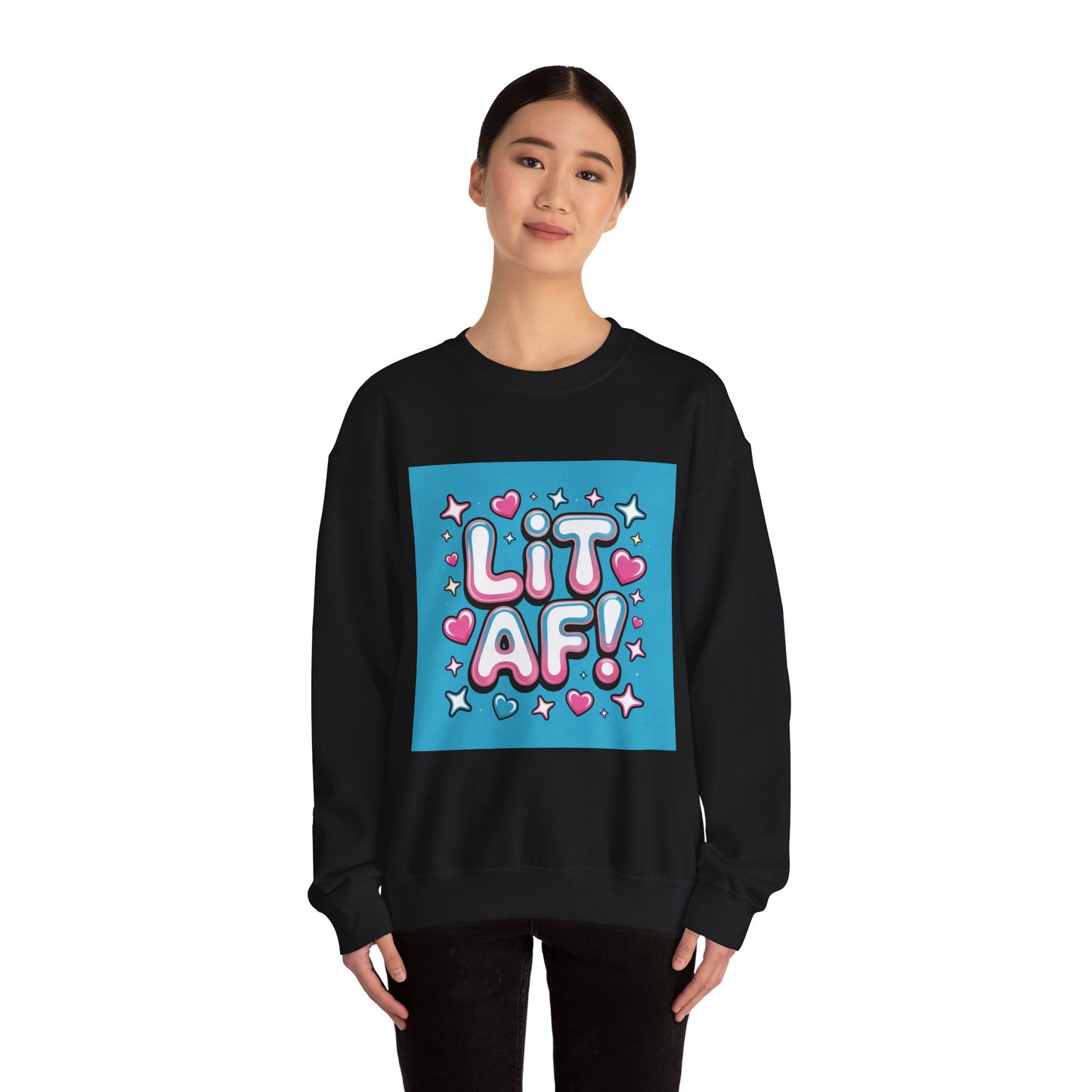 Lit AF! Unisex Heavy Blend Crewneck Sweatshirt - Fun and Stylish Casualwear