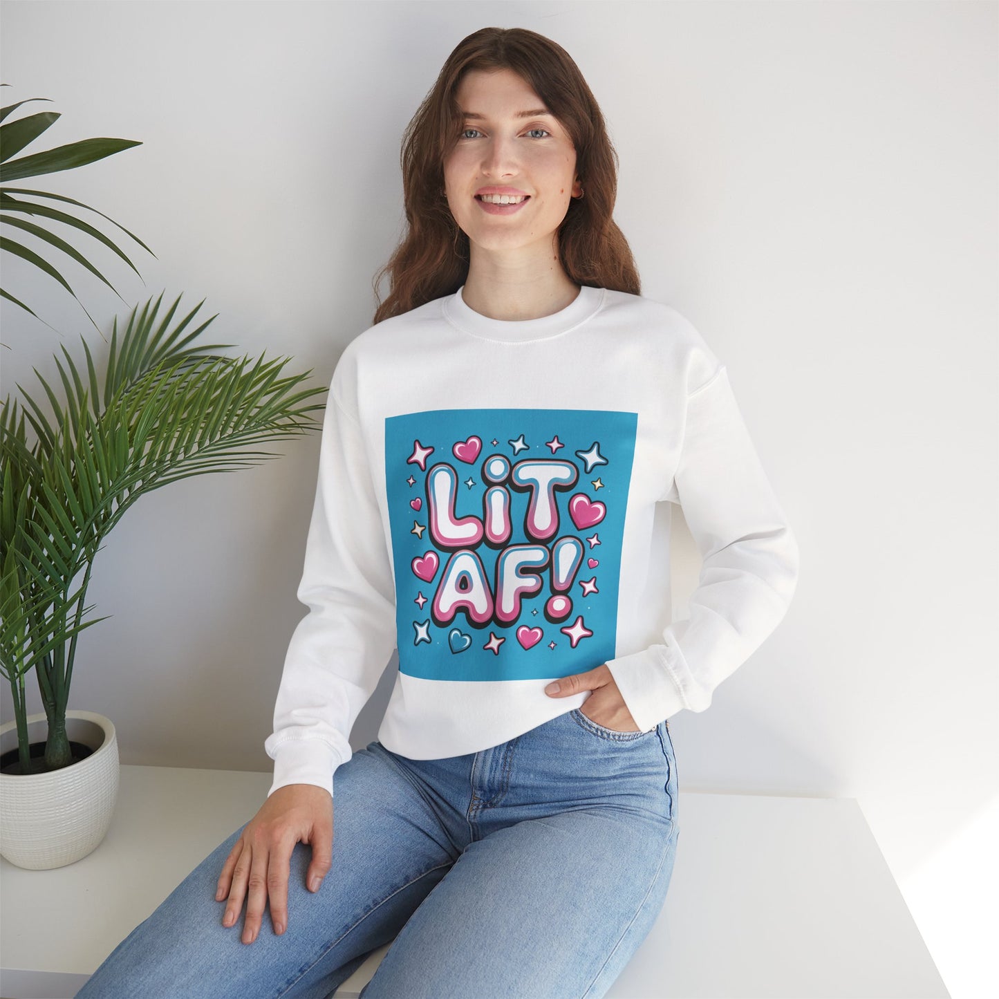 Lit AF! Unisex Heavy Blend Crewneck Sweatshirt - Fun and Stylish Casualwear