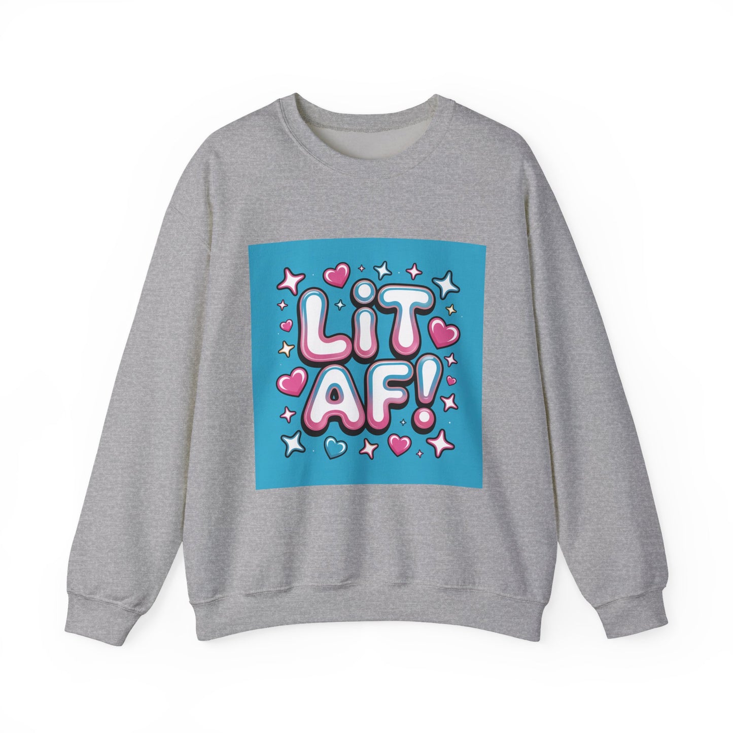 Lit AF! Unisex Heavy Blend Crewneck Sweatshirt - Fun and Stylish Casualwear