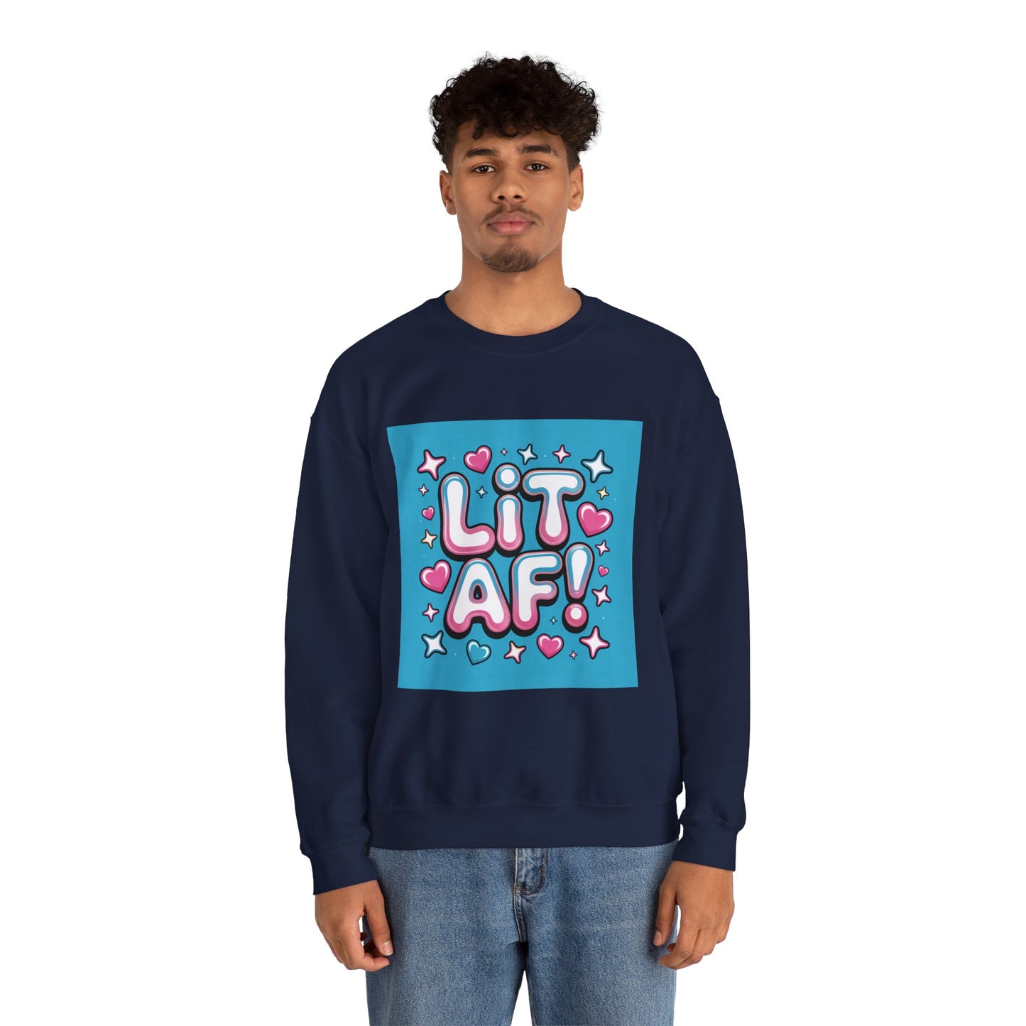Lit AF! Unisex Heavy Blend Crewneck Sweatshirt - Fun and Stylish Casualwear