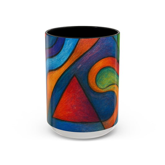 Abstract Colorful Geometric Coffee Mug — Vibrant Modern Art Accent 11/15oz