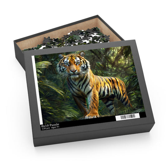Majestic Tiger in the Jungle Puzzle | Stunning Wildlife Art Jigsaw, (120, 252, 500-Piece)