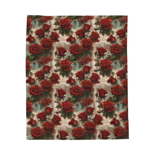 Velveteen Blanket - Vintage Rose Cozy Home Decor