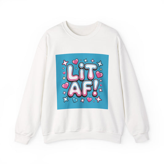 Lit AF! Unisex Heavy Blend Crewneck Sweatshirt - Fun and Stylish Casualwear