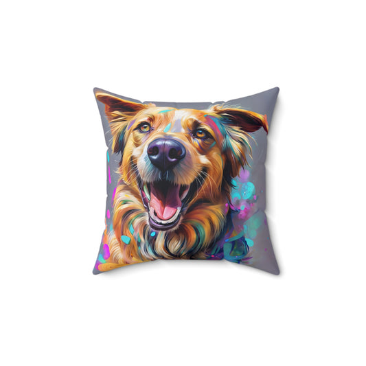 Vibrant Golden Retriever Pillow - Colorful Pet Decor for Dog Lovers