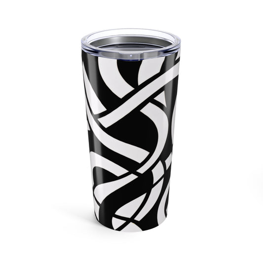 20oz Monochrome Abstract Tumbler — Black & White Swirl Design